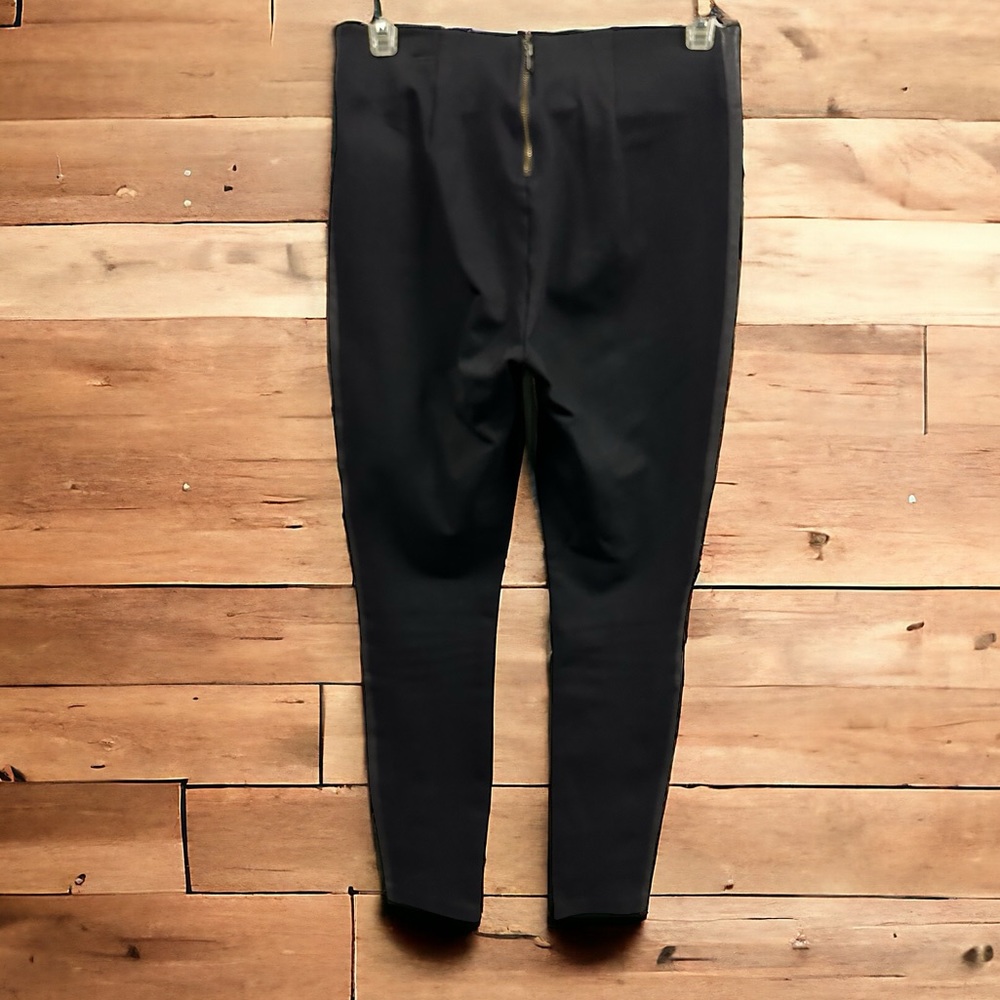 Genuine Leather J Crew Pixie Black Tuxedo Stripe Back Zip Legging Womens 2 - Picture 5 of 9